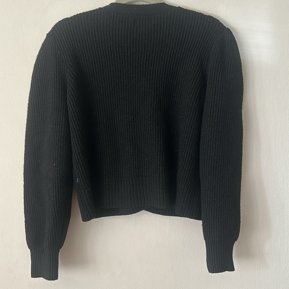 Coquette Bow Knit Button Up Black and White Sweater Cardigan NWOT - Picture 3 of 4